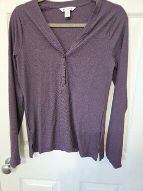 Athleta Fast-Dry Henley Top – Purple – Size Medium
